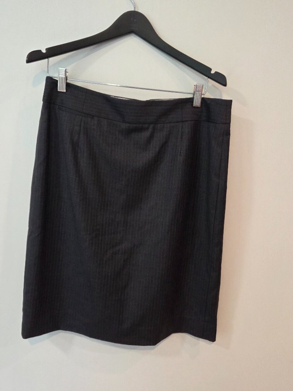 J.Crew Gray Pinstripe Wool Pencil Skirt Size 12 Career Classic